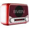SVEN SRP-150 Przenośny głośnik, czerwony (3W, Bluetooth, FM/AM/SW, USB, microSD, latarka, bateria)