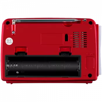 SVEN SRP-150 Przenośny głośnik, czerwony (3W, Bluetooth, FM/AM/SW, USB, microSD, latarka, bateria)