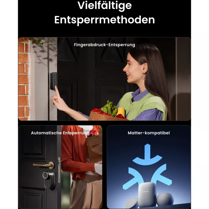 SwitchBot Ultra Touch Bundle, inteligentny zamek z Hub Mini Matter, klawiaturą i kartą, biały