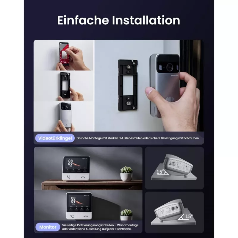 Switchbot SWB VDB-M-SW - WiFi Wideodomofon z 4,3-calowym kolorowym wyświetlaczem (biały/srebrny)