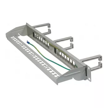 Synergy21 Keystone Patch Panel 19 inch 1U 16 Ports Light Grey z prowadnicą kablową