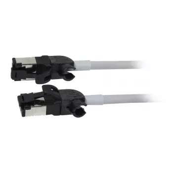 Synergy21 Patch Cable RJ45, CAT6A 500MHz, 3m, Grey, S/FTP, Slimline Round d=4.5mm, TPE/LSZH (Superflex), AWG28, with CAT7 Raw Connector, Rotatable Plug