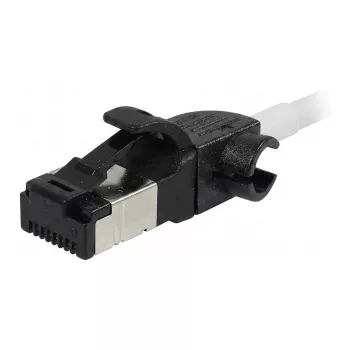 Synergy21 Patch Cable RJ45, CAT6A 500MHz, 7.5m, White, S/FTP, Slimline Round d=4.5mm, TPE/LSZH (Superflex), AWG28, with CAT7 Raw Connector, Rotatable Plug