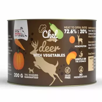 SYTA MICHA Chef Deer with Vegetables Mono Mokra Karma dla Psów 200g