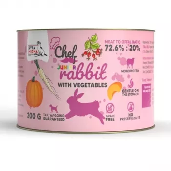 SYTA MICHA Chef Junior Rabbit with Vegetables Mono Mokra Karma dla Psa 200g