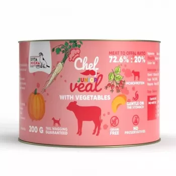 SYTA MICHA Chef Junior Cielęcina z warzywami Mono Mokra karma dla psa 200g