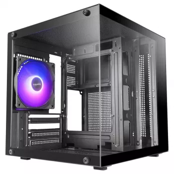 TACENS MARS MC-CUBE Micro-ATX Case, Black, Tempered Glass, ARGB, USB-C