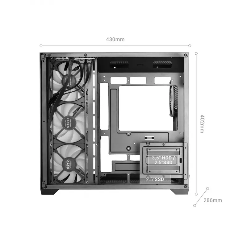 TACENS MARS MC-V5 4xARGB USB-C ATX Mid-Tower Case z hartowanym szkłem