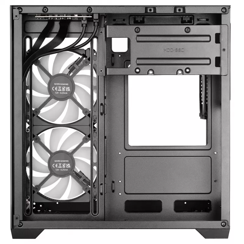 TACENS MARS MC-VIEW3 Micro-ATX Case z 3x ARGB Wentylatorami, USB-C, Hartowane Szkło
