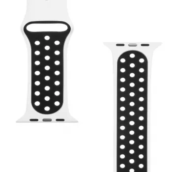 Taktyczny pasek podwójny silikonowy do Apple Watch 42/44/45mm biało-czarny