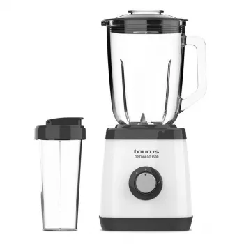 Blender kielichowy Taurus OPTIMA GO 1500, szklany dzbanek 1,5 l, 1500 W, 6 ostrzy ze stali nierdzewnej, regulacja prędkości, puls, kruszenie lodu, czarny/srebrny