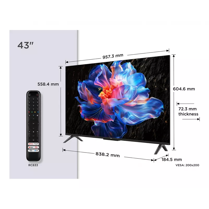 TCL 43P6K 43 cale LED 4K UHD Google TV 60Hz Smart TV