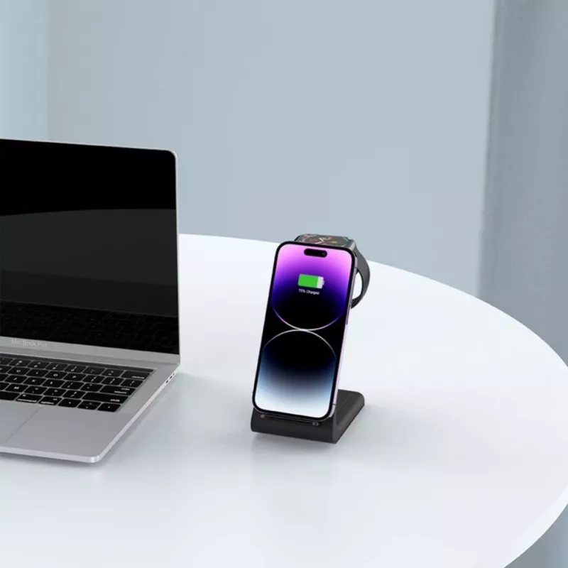 Tech-Protect A8 10W 3-w-1 Stacja ładująca bezprzewodowo do smartfona, słuchawek, smartwatcha - Czarny