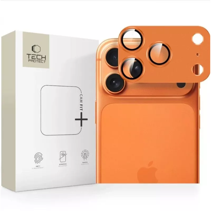 Tech-Protect Apple iPhone 15 Pro / 15 Pro Max Camera Lens Protector CamFull Fit Cosmic Orange