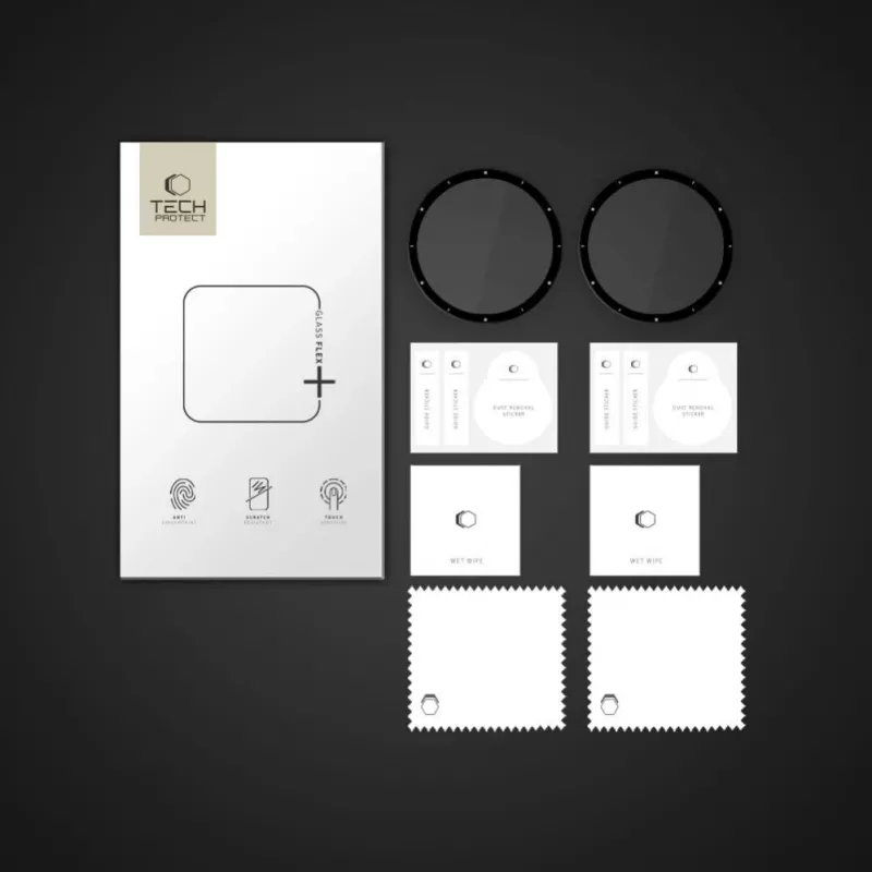 Tech-Protect Glass Flex+ Hybrydowe szkło ochronne do Garmin Venu 3 (zestaw 2 szt., czarna ramka)