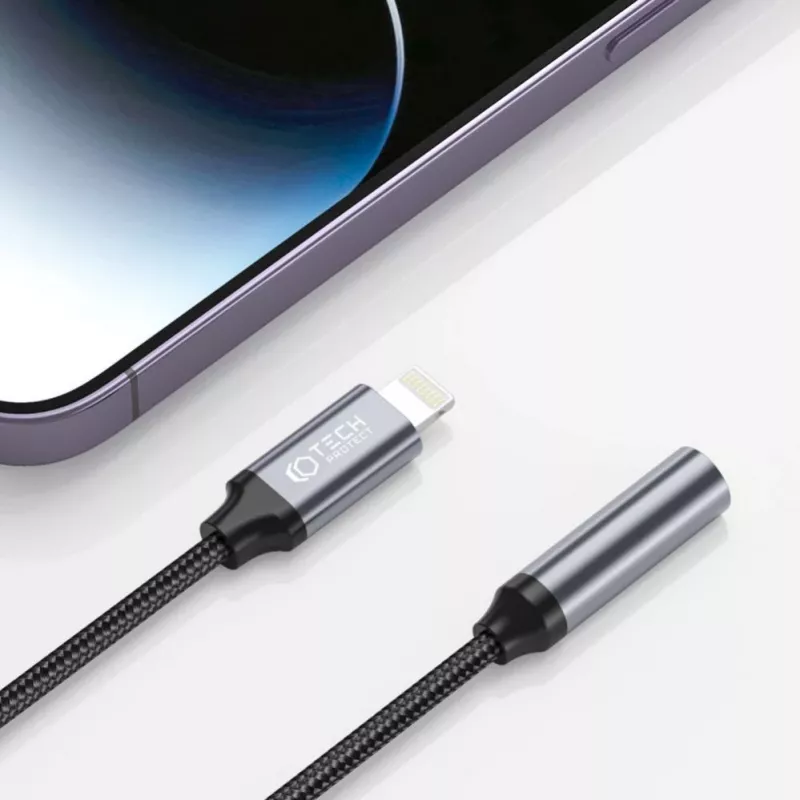 Tech-Protect Lightning (Male) do 3,5 mm Mini Jack (Female) Adapter - Biały