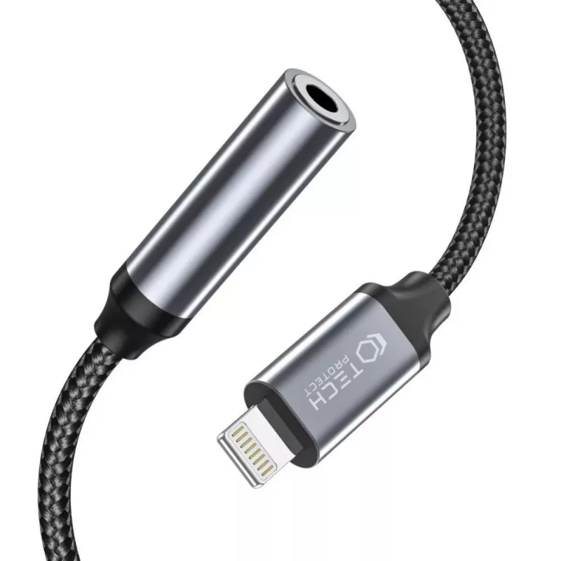 Tech-Protect Lightning (Male) do 3,5 mm Mini Jack (Female) Adapter - Biały