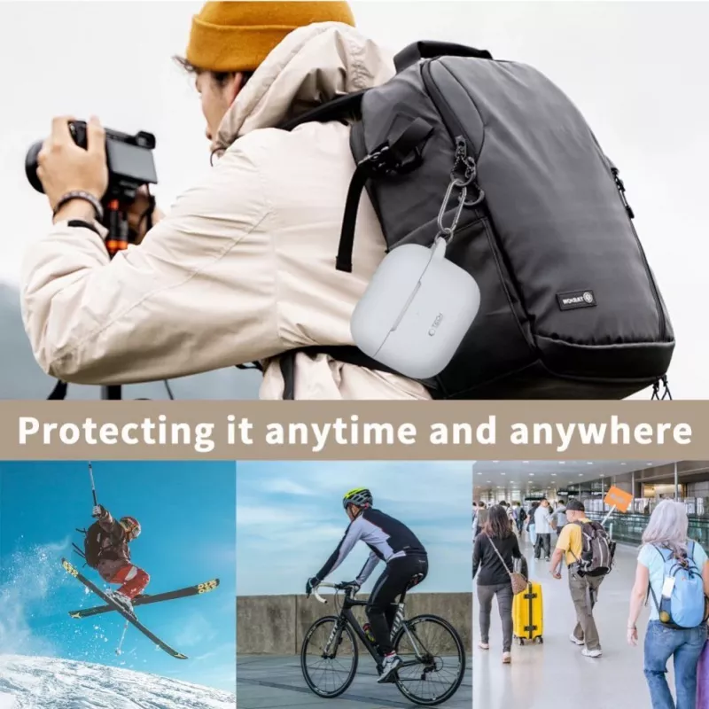Tech-Protect Silikonowe etui z karabińczykiem do Apple AirPods 3 - Niebieski