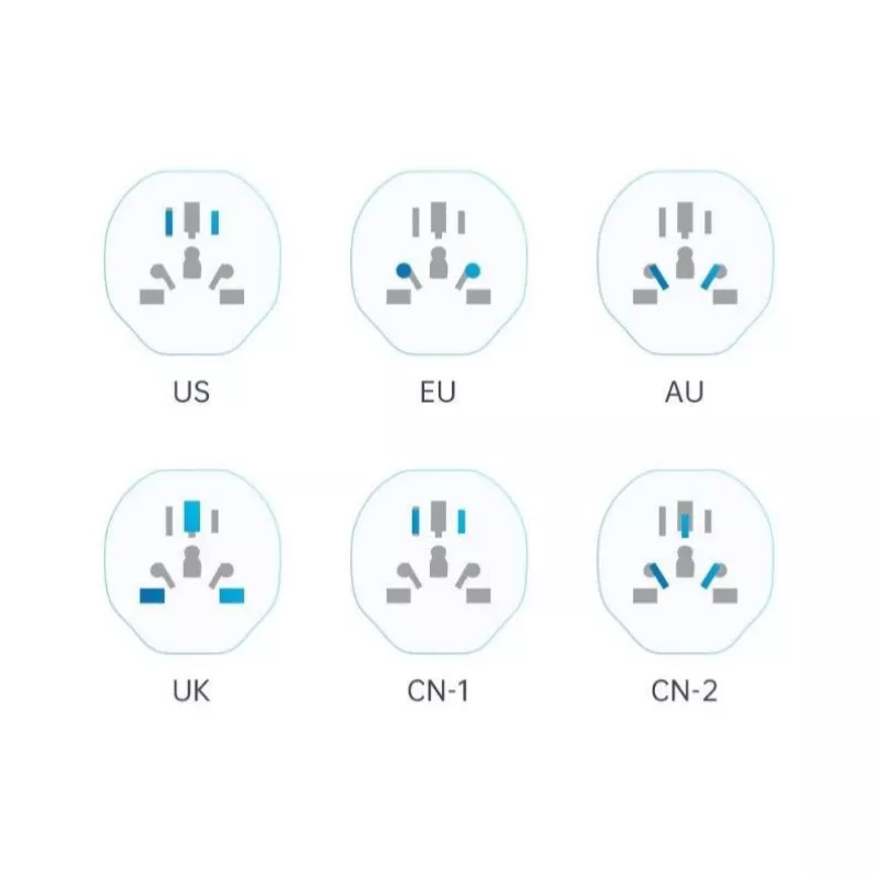 Tech-Protect Universal WL-09 Uniwersalna przejściówka podróżna z UE biała