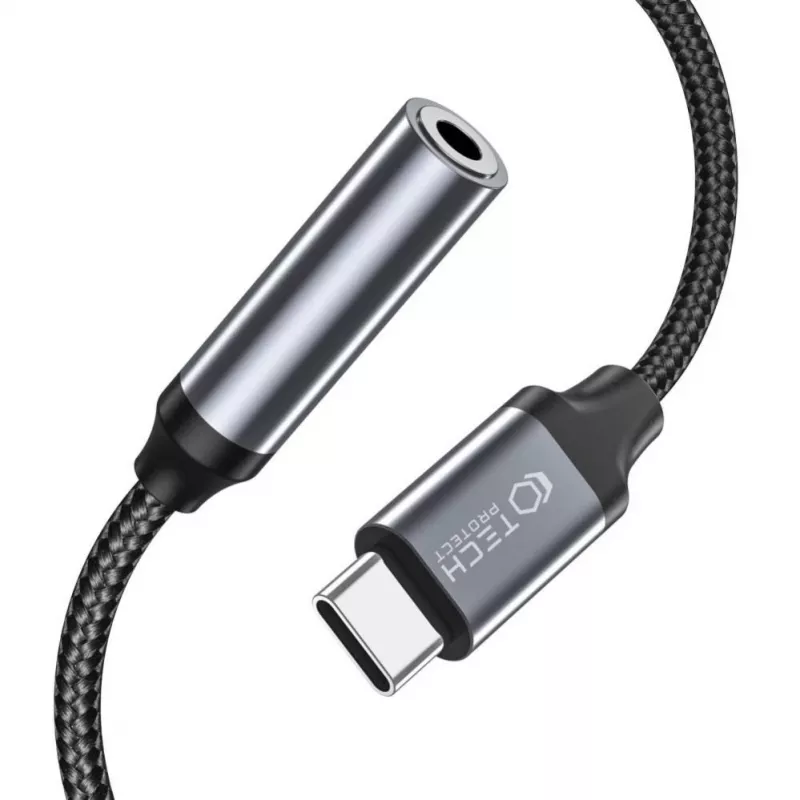 Tech-Protect USB-C na 3.5mm Mini Jack Adapter Audio (Żeński) - Czarny