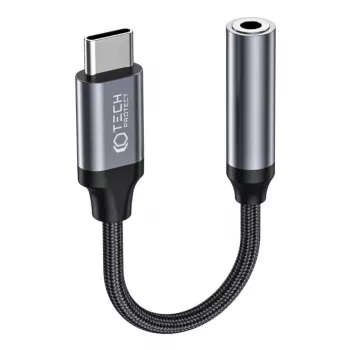 Tech-Protect USB-C na 3.5mm Mini Jack Adapter Audio (Żeński) - Czarny