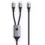 TECHLY Przewód rozdzielający USB-C na podwójny USB-C 100W 1.5m PD QC PPS Czarny