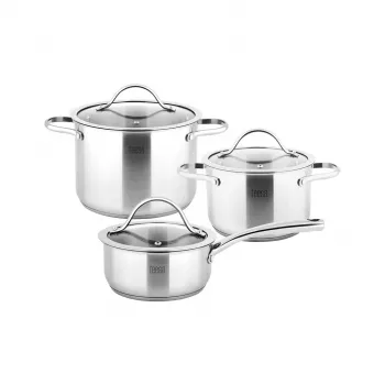 TEESA COOK EXPERT MASTER 6-częściowy zestaw garnków ze stali nierdzewnej z pokrywkami, kompatybilny z indukcją