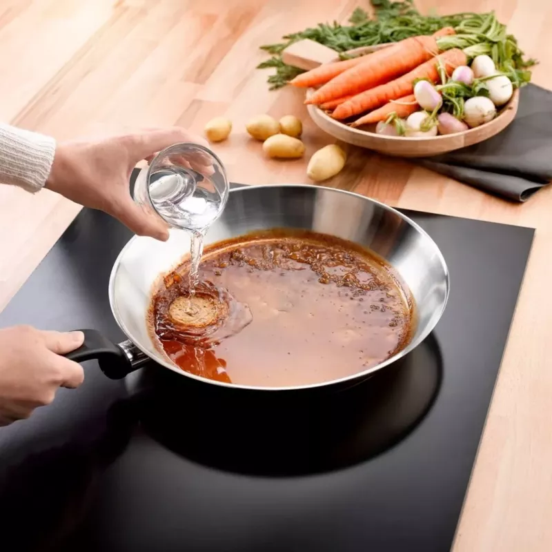 Tefal Duetto On 28 cm Patelnia ze stali nierdzewnej z tytanową powłoką nieprzywierającą, Thermo-Signal, Indukcyjna