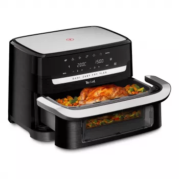 Tefal EY9228 Dual Easy Fry Flex Air Fryer i Grill, 6,5 l Dual Zone, 1700 W, czarno-srebrny