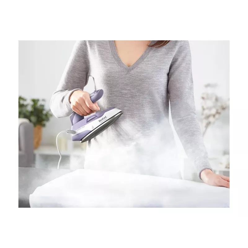 Tefal First Class DB1612E0 Żelazko podróżne - 1100 W, stopa ze stali nierdzewnej, podwójne napięcie, zbiornik 70 ml, biały/niebieski