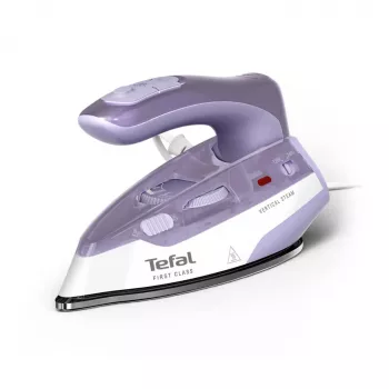 Tefal First Class DB1612E0 Żelazko podróżne - 1100 W, stopa ze stali nierdzewnej, podwójne napięcie, zbiornik 70 ml, biały/niebieski