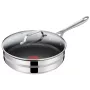 Patelnia TEFAL Jamie Oliver Premium ze stali nierdzewnej 28 cm z powłoką nieprzywierającą tytanową i szklaną pokrywką