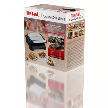 Tefal SuperGrill 3-in-1 GC510DE0 Grill kontaktowy, 2000 W, Srebrny/Czarny