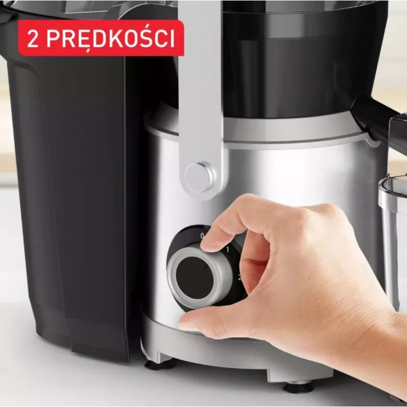 Tefal ZE660D10 Sokowirówka odśrodkowa 800 W Czarny/Srebrny