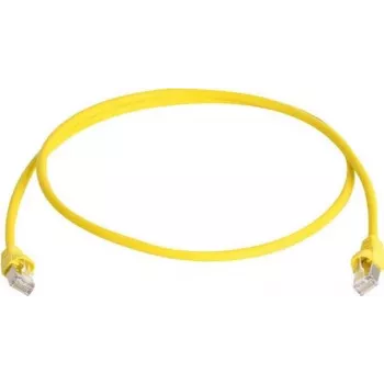 Telegärtner 100008173 kabel krosowy CAT 5e F/UTP RJ45, 0,5 m, żółty, trudnopalny, z osłoną chroniącą przed zgięciem