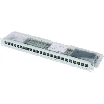 TELEGÄRTNER 19 inch 1U Modularny Panel Krosowy z 24 Modułami AMJ-S Cat.6A Ekranowanymi, T568A, IDC Beznarzędziowe, RJ45/RJ11/RJ12 J02023A0039