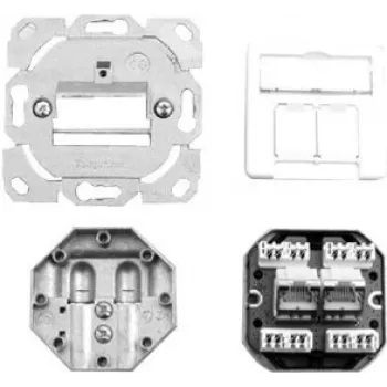 Telegärtner AMJ45 8/8 K UP/50 Cat.6+ Gniazdo kanału kabelkowego, 2 x RJ-45, ekranowane, Alpine White