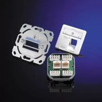 Telegärtner AMJ45 8/8 K Up/50 Cat.6A podtynkowe gniazdo danych, 2x RJ45, ekranowane, perłowa biel RAL 1013 J00020A0501