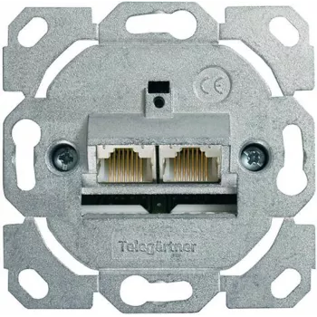 Telegärtner AMJ45 8/8 UP/0 podtynkowe gniazdo RJ45, 2-portowe, Cat.6A, ekranowane, czysta biel J00020A0388