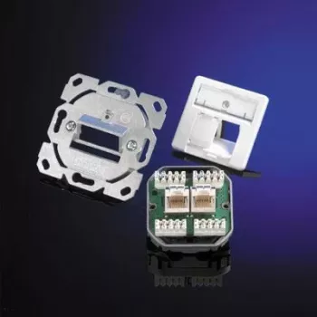 Telegärtner AMJ45 8/8 UP/0 podtynkowe gniazdo RJ45, 2-portowe, Cat.6A, ekranowane, czysta biel J00020A0388