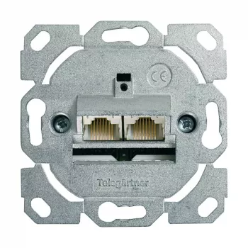Moduł gniazda danych Telegärtner AMJ45, 2-portowy RJ45, Cat.6A ekranowany, 10G, IDC bez narzędzi, obudowa cynkowa