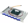 Telegärtner BASIS eco 1U 19 inch światłowodowy panel krosowy, 12x adaptery LC Duplex, tuleje z brązu fosforowego, 24x pigtaile OM3 50/125µm, 2m, gotowe do spawania, turkusowa obudowa z tworzywa sztucznego