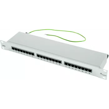Panel krosowy TELEGÄRTNER Cat.5e 24-portowy RJ45, 1U, 19-calowy, jasnoszary