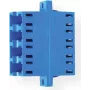 Adapter LC Quad z ceramicznymi tulejami Telegärtner, wielomodowy/jednomodowy, niebieski, 4-portowy, tuleje cyrkonowe, ≤0,2 dB straty wtrąceniowe, montaż panelowy J08071A0019