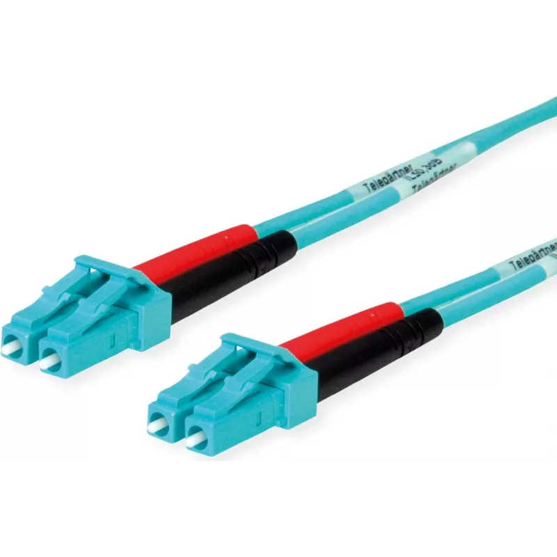 Telegärtner kabel światłowodowy LC-LC wielomodowy OM3 duplex, 1m, Aqua L00870A0003