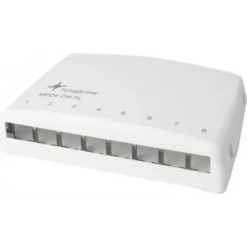 Telegärtner Mini Distributor MPD8 AMJ/UMJ TH35/AP - Natynkowa skrzynka dystrybucyjna - Alpine White - 8 portów (H02000A0103)