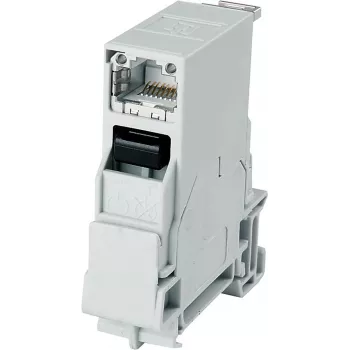 Telegärtner STX moduł RJ45 Cat.6A ekranowany na szynę DIN, jasnoszary