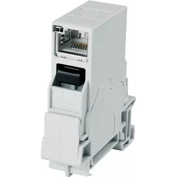 Telegärtner STX RJ45 DIN Rail Outlet Cat.6A Shielded, Light Grey