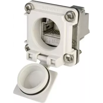 Telegärtner STX V6 RJ45 zestaw złącza kołnierzowego wariant 6, 8P8C, ekranowany, Cat.6A, IP67, jasnoszary J00020A0483