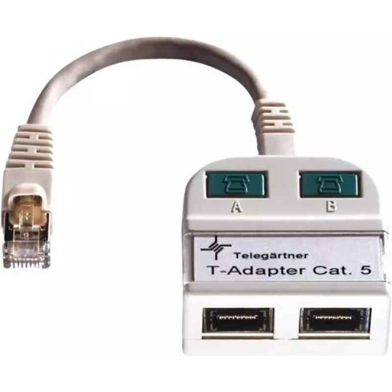 Telegärtner Token Ring Splitter RJ45 męski na 2x RJ45 żeński ekranowany jasnoszary J00029A0011